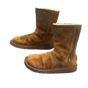 🧊UGG Suede Zip-Up Shearling Boots‎ Sz 7👢 Cozy Winter Classic